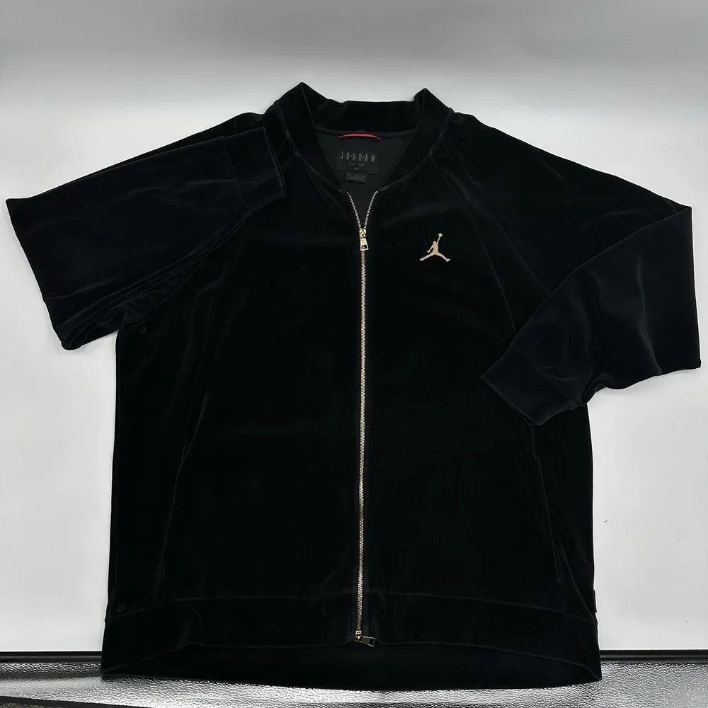Nike Air Jordan Track Jacket Mens XXXL 3XL Black Jumpman Velour ZipUp AH2357-010